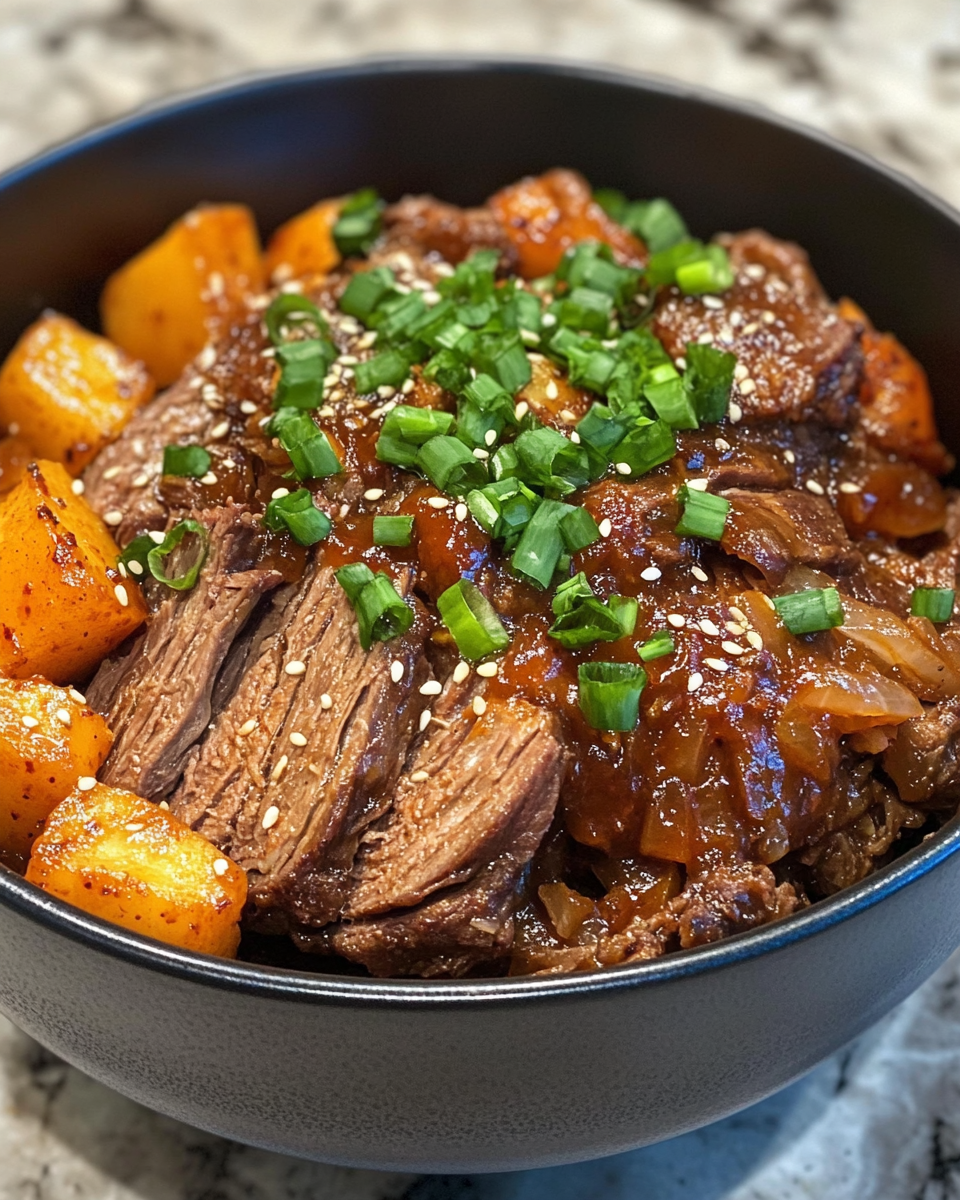 Ingredients prepared for Korean pot roast with pressure cooking