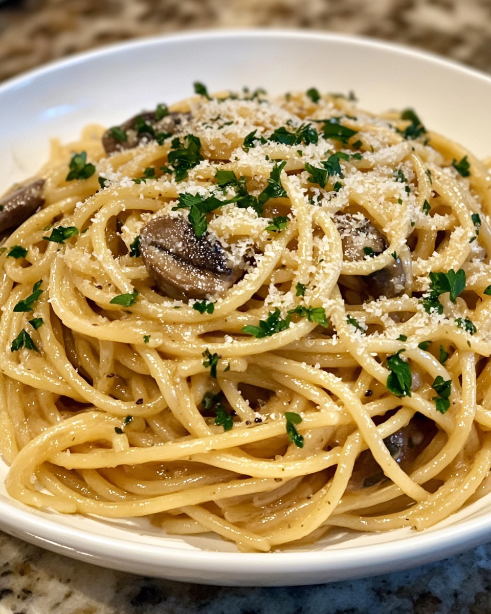 Close up of pasta with garlic and lemon zest