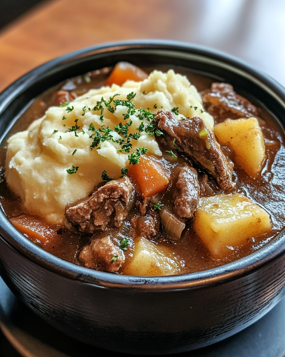 Corned beef hash topped with runny egg yolks