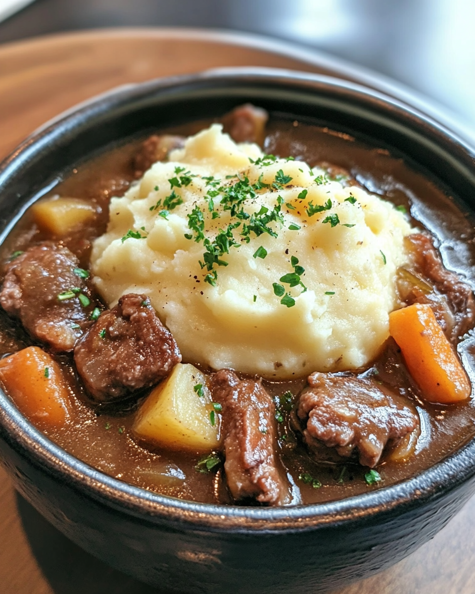 Irish stew with mashed potatoes