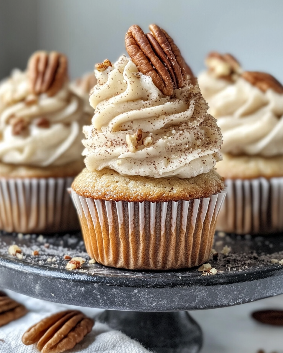 Banana cinnamon pecan cupcakes fresh out of the oven