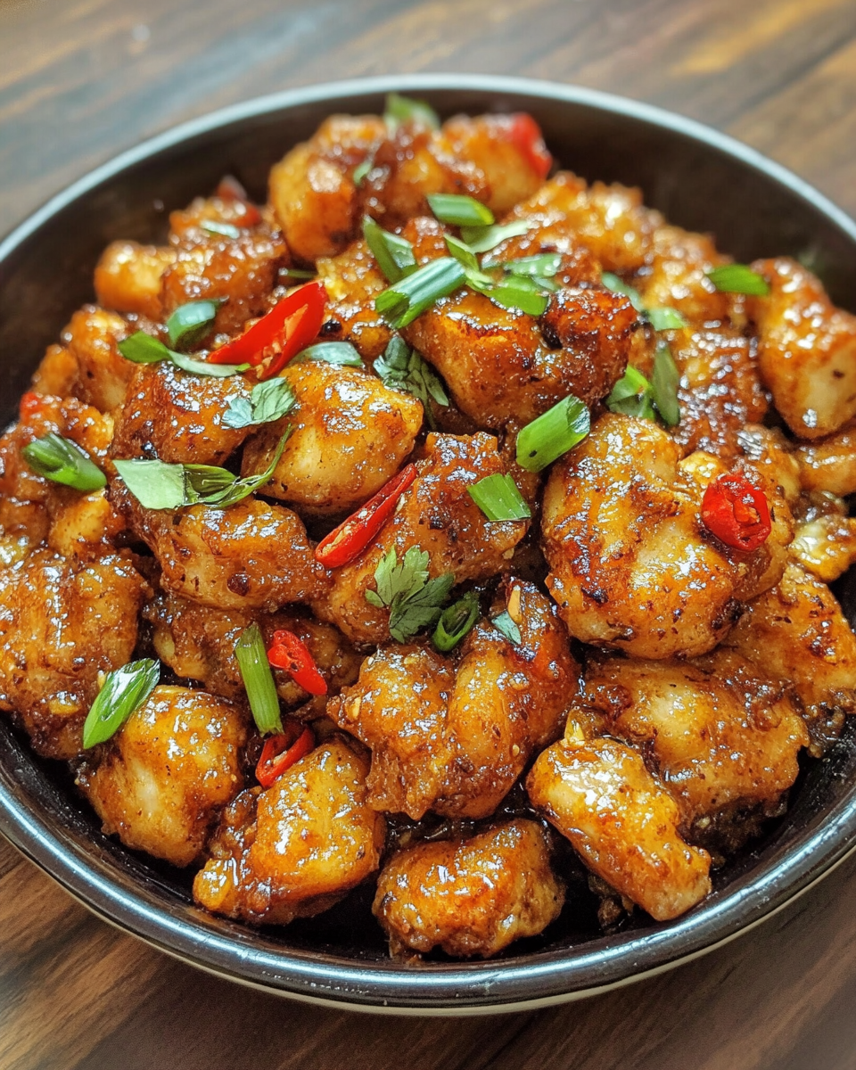 Juicy pressure cooked chicken close up