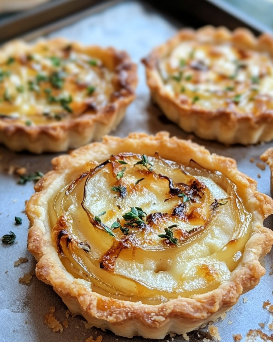Close up of goat cheese tartlet