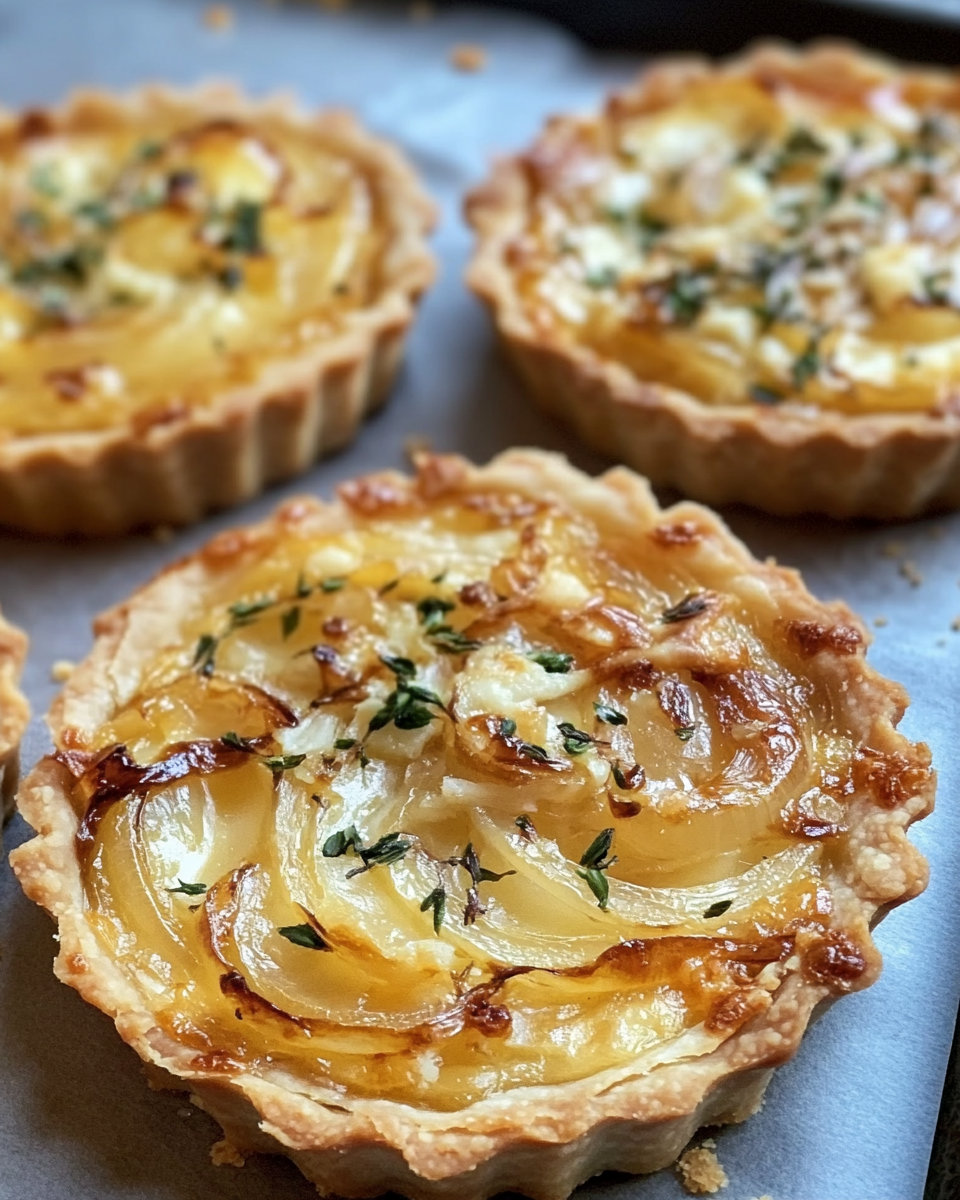 Caramelized onion and goat cheese tarts