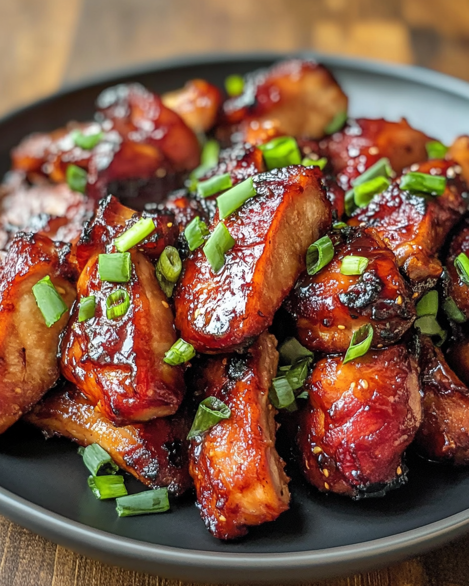 Perfectly glazed Char Siu Chicken slice
