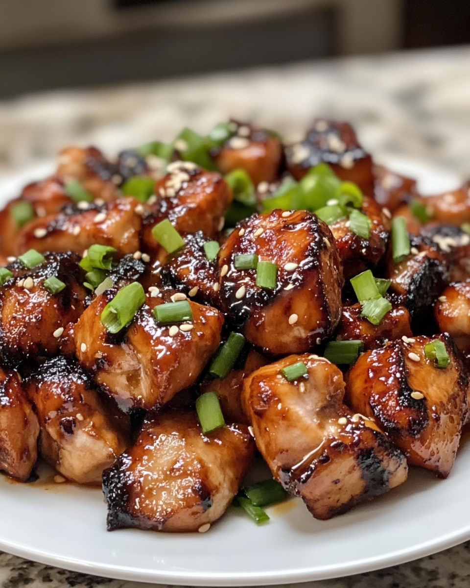 A delicious plate of char siu chicken with sticky glaze