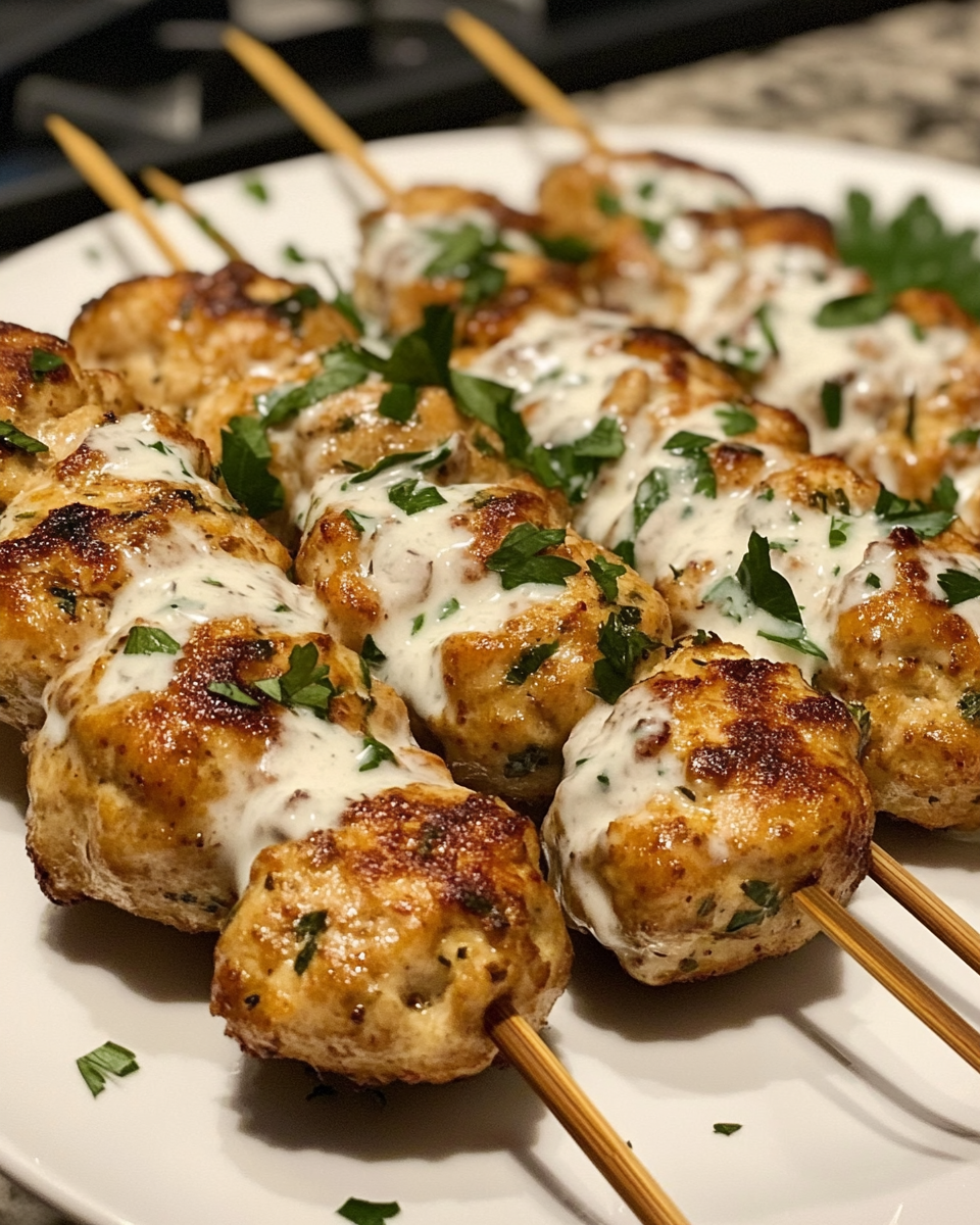 Chicken kofta in creamy garlic yogurt sauce