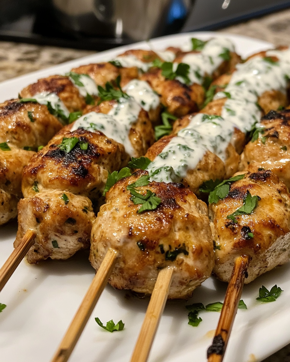 Koftas browning in skillet and sauce preparation