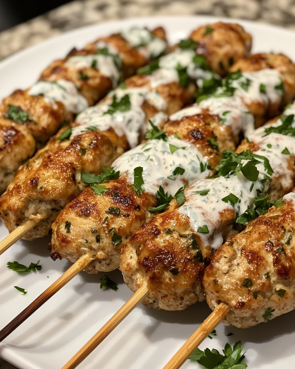 Finished chicken kofta plated with naan and herbs
