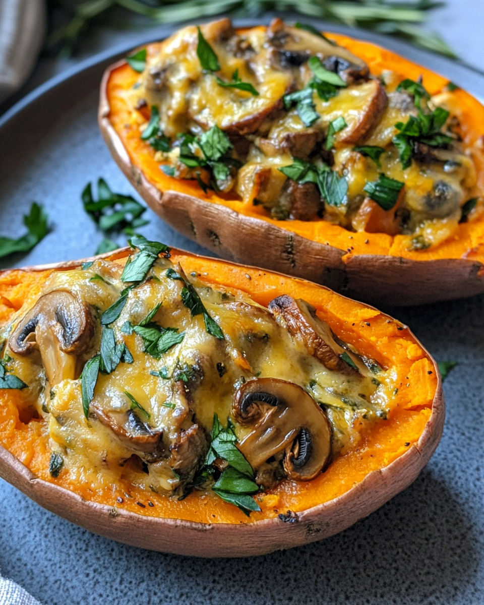Creamy sweet potato soup in a bowl with garnish