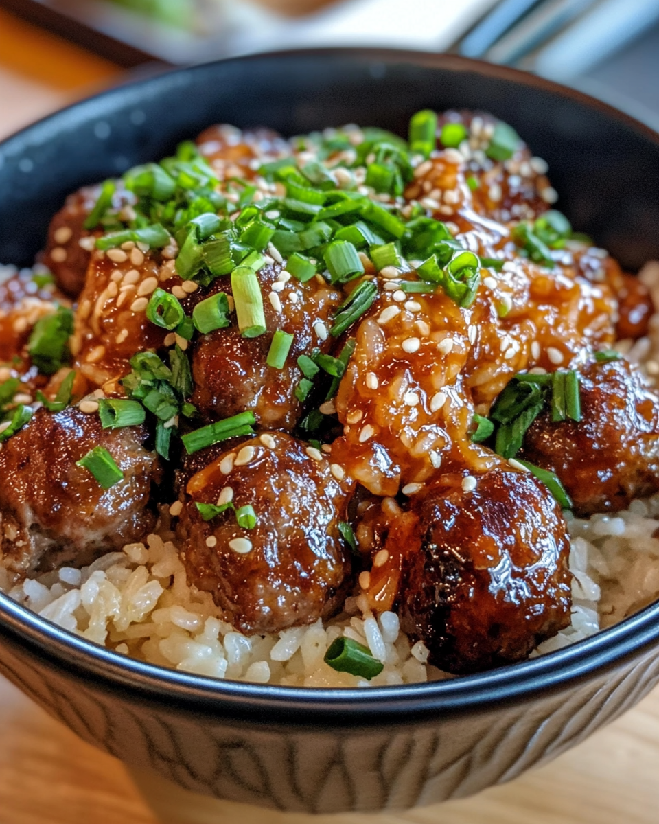 Baked Korean BBQ meatballs on parchment