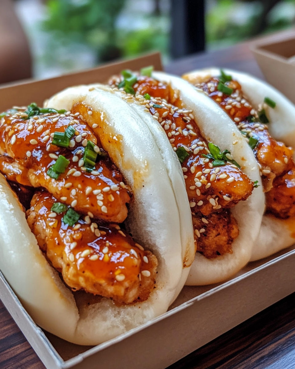 Korean Chicken Bao final served buns closeup