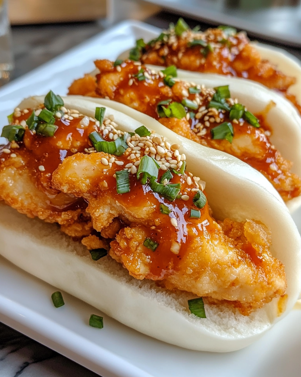 Korean chicken bao buns steaming and ready to eat
