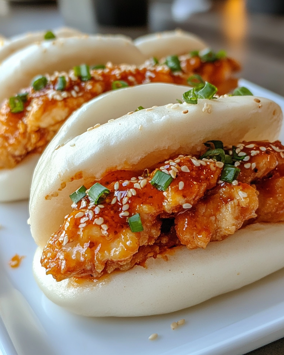Korean chicken bao buns after pressure cooker step