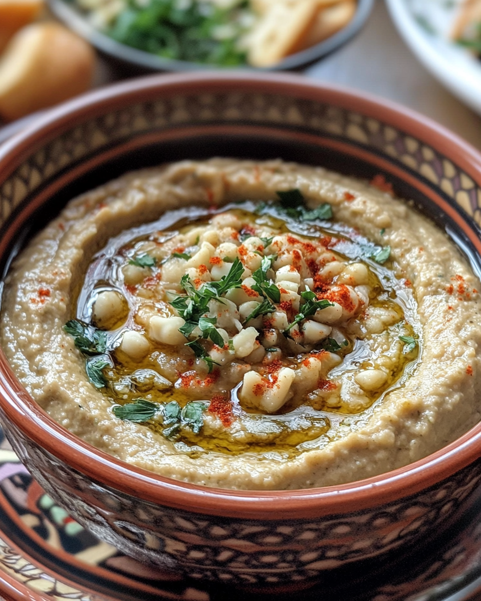 Ingredients and tools for making Baba Ghanoush placed on kitchen surface