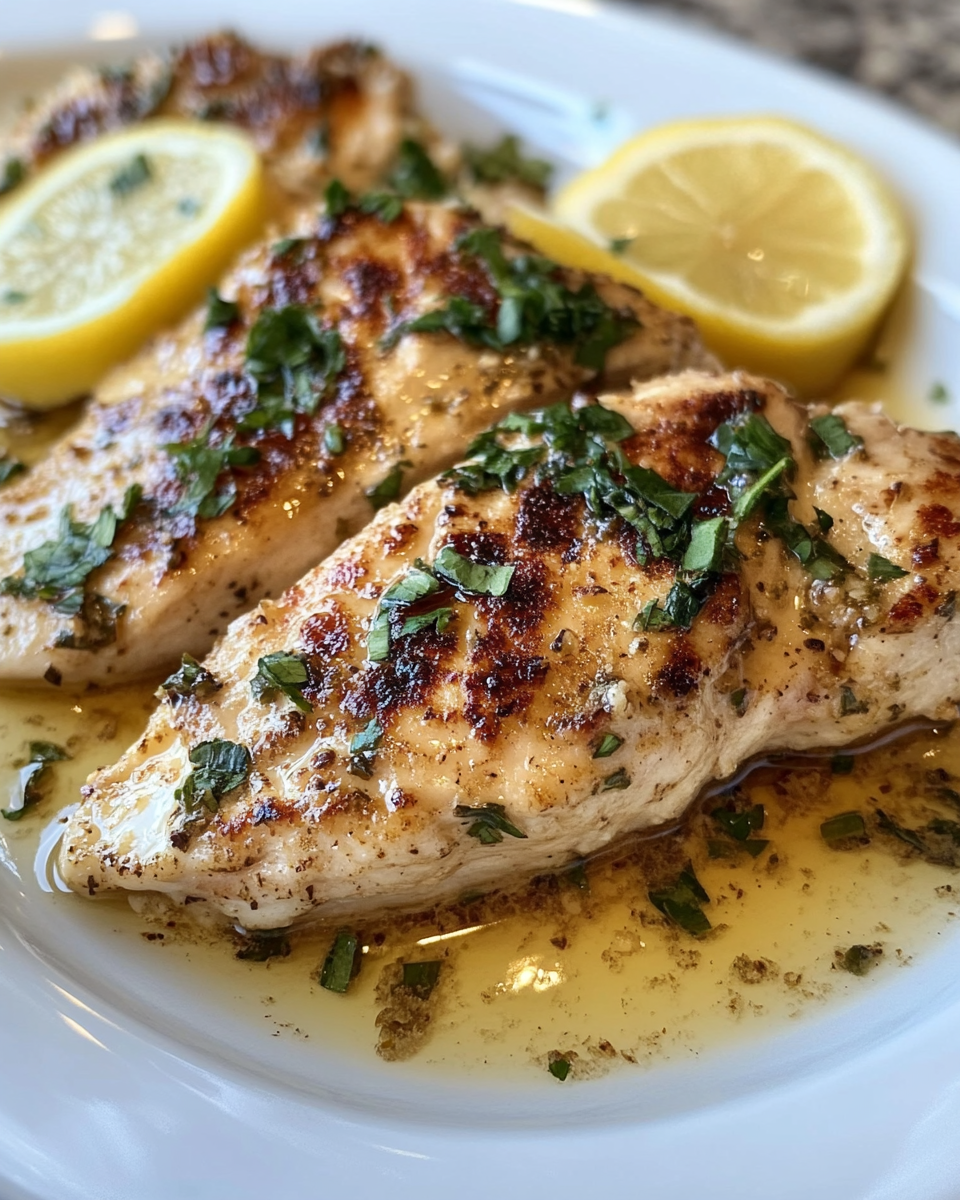 Golden crusted lemon chicken romano on a plate