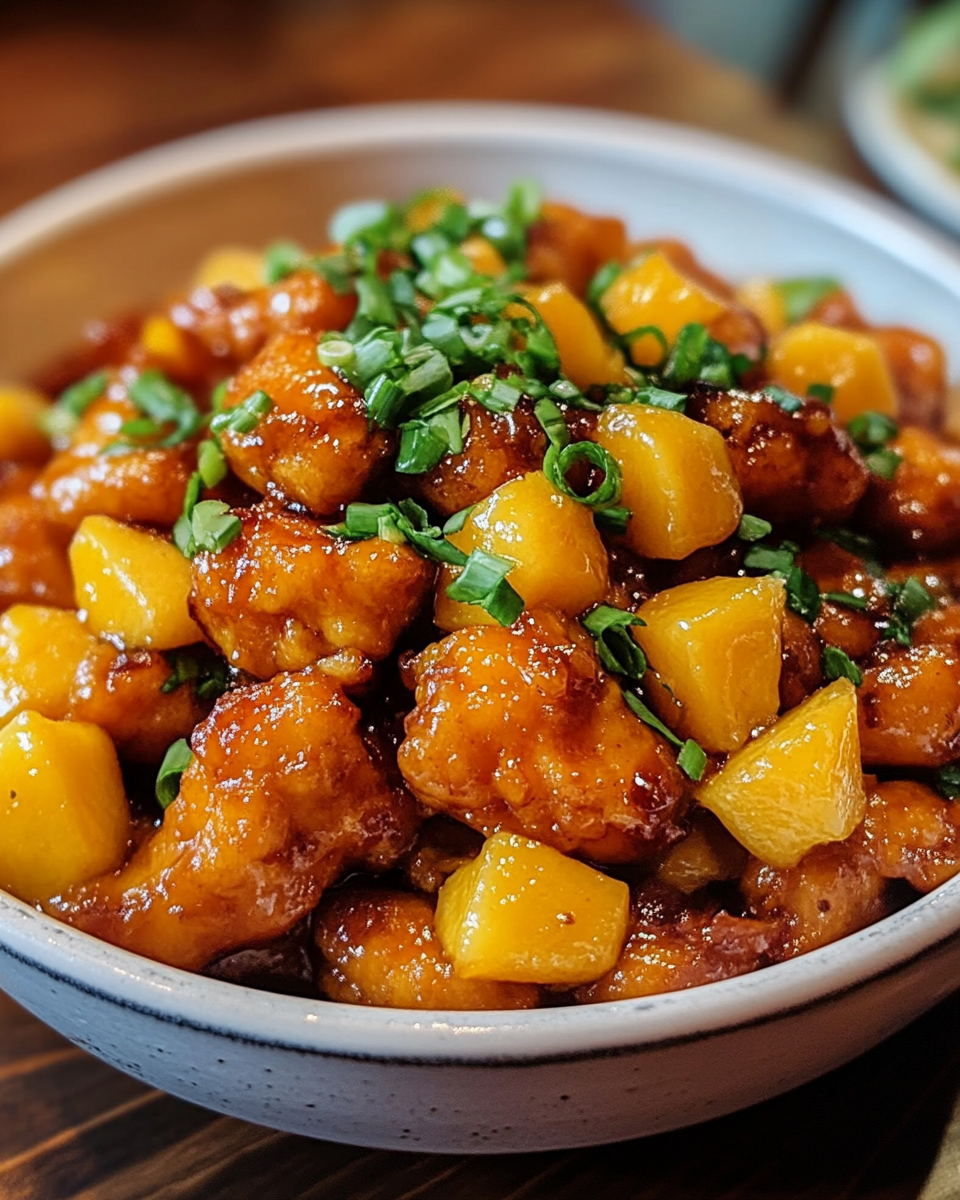 Pressure cooker mango chicken dish