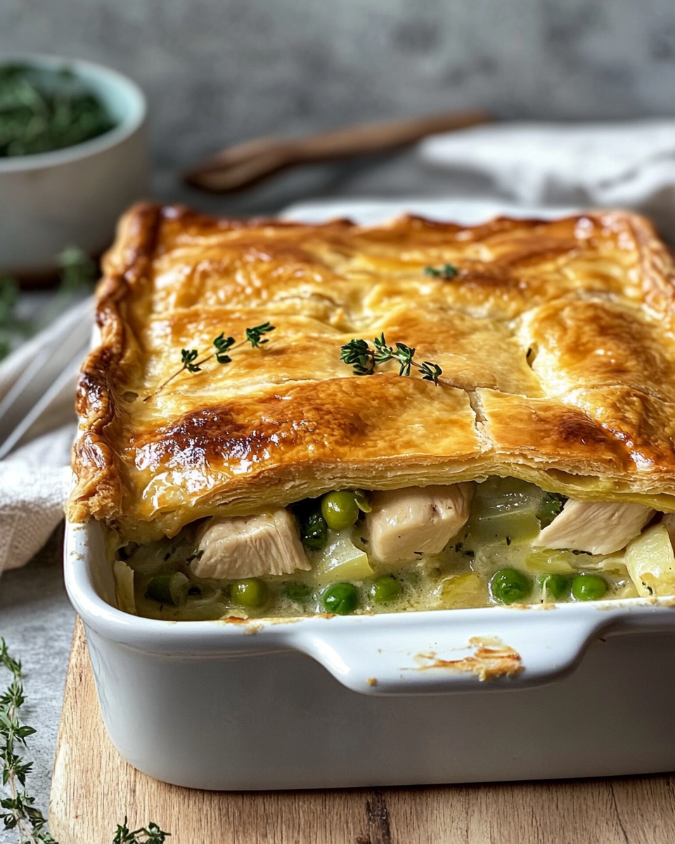 Ingredients laid out for chicken and leek pie preparation