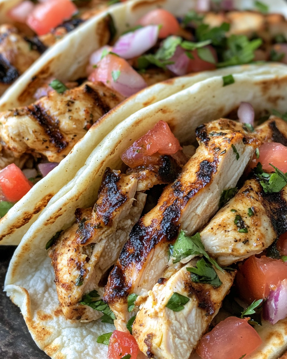 Served Mediterranean chicken gyros with tzatziki