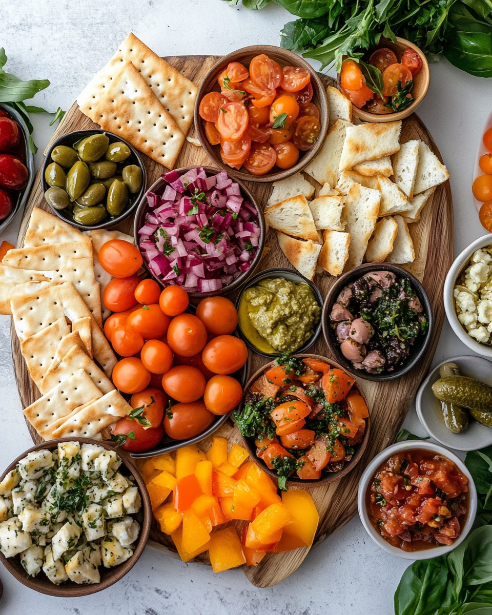 Close up of Mediterranean mezze platter with fruits and nuts