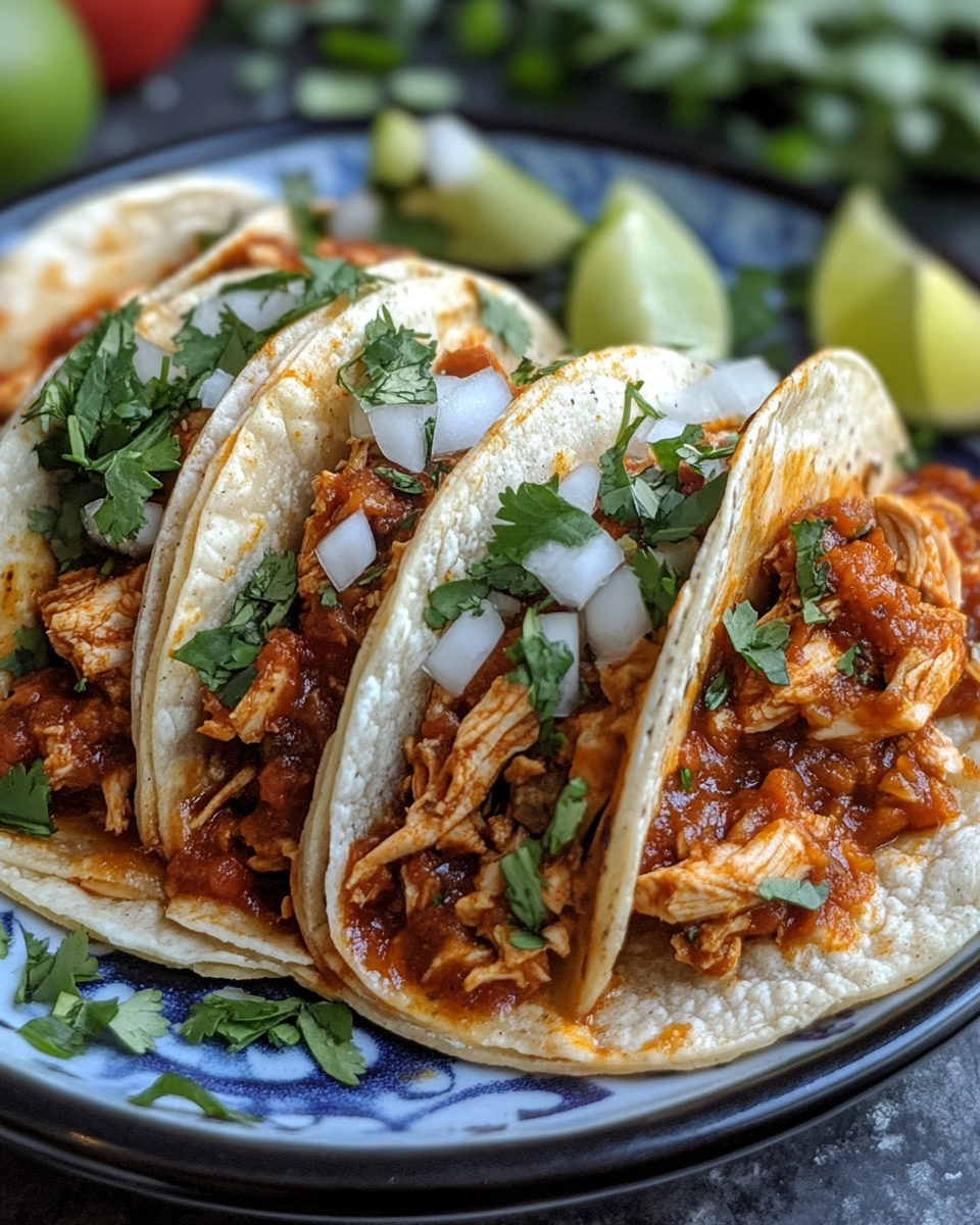 Served Tinga de Pollo with toppings