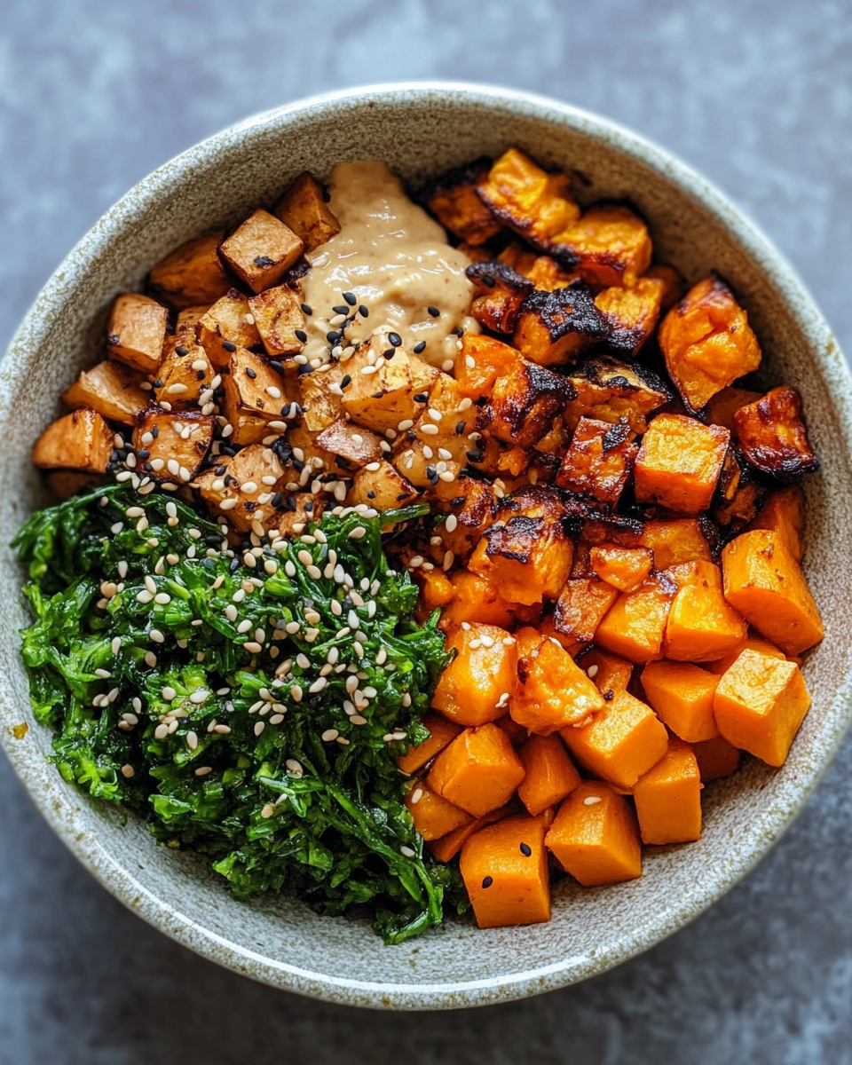 Miso sweet potato power bowl vegan recipe