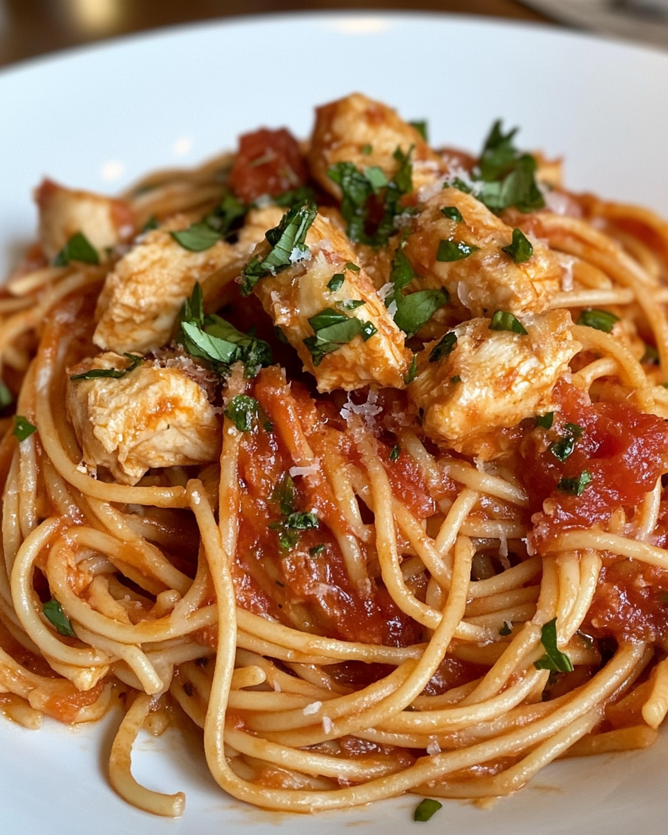 Mixing ingredients for Monterey Chicken Spaghetti in a bowl