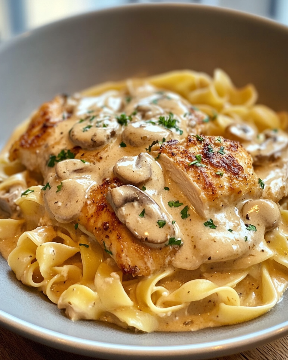 Chicken Stroganoff in a bowl