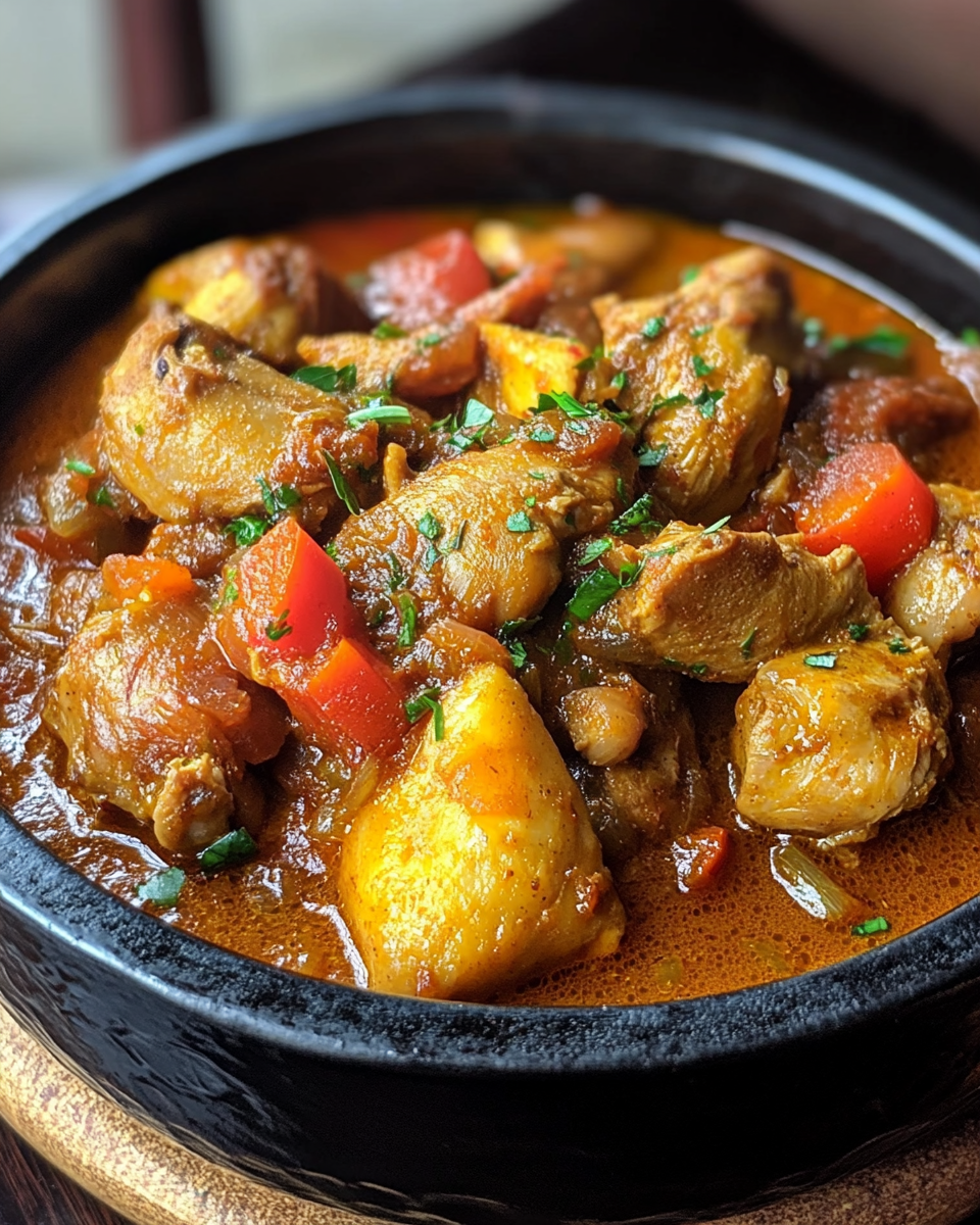 Nigerian chicken stew in a bowl showing its rich West African comfort