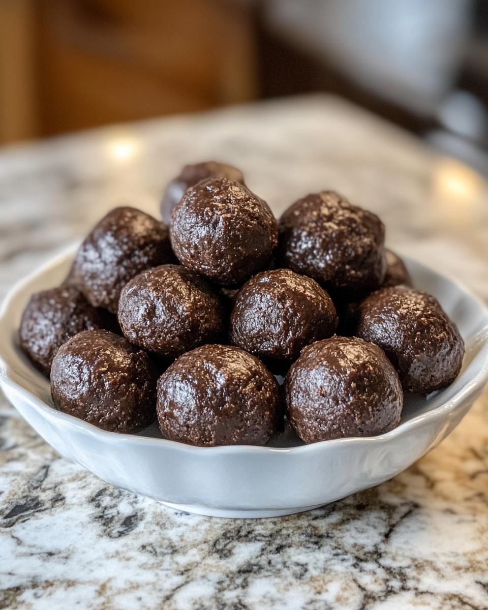 Finished no bake brownie bites ready to eat