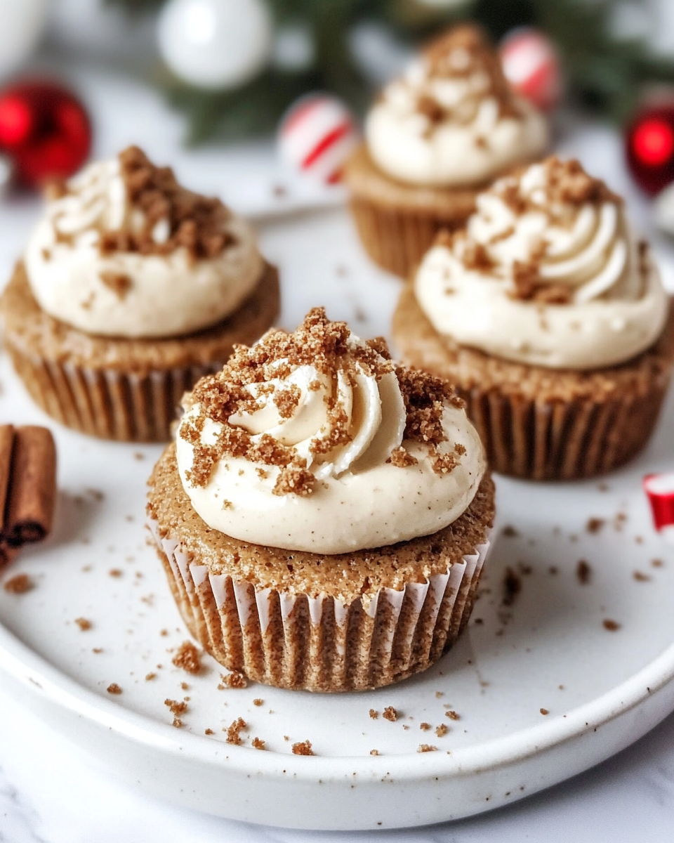 No bake gingerbread cheesecake cups in clear dessert cups with whipped topping and sprinkles