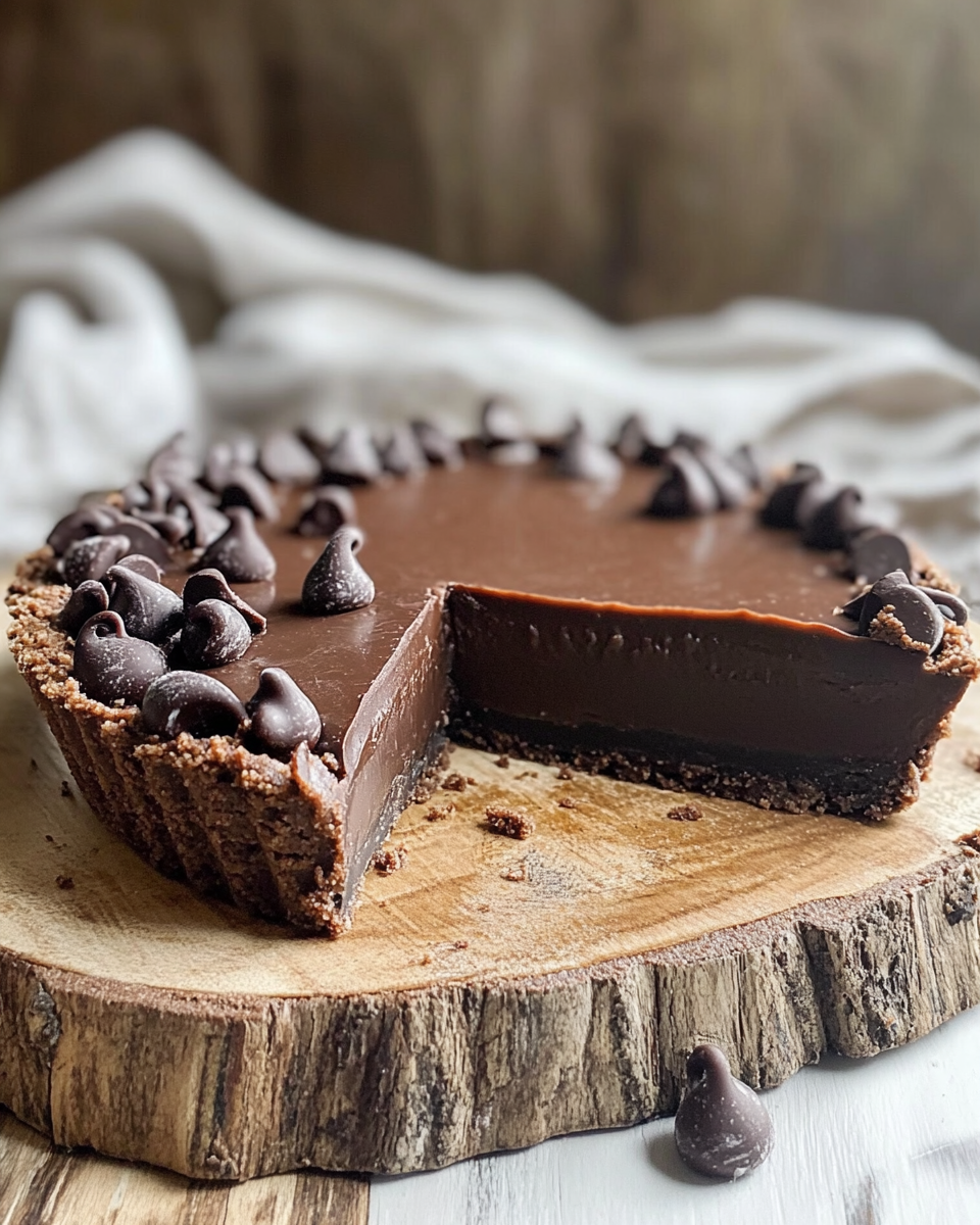 Rich vegan chocolate torte in a pan