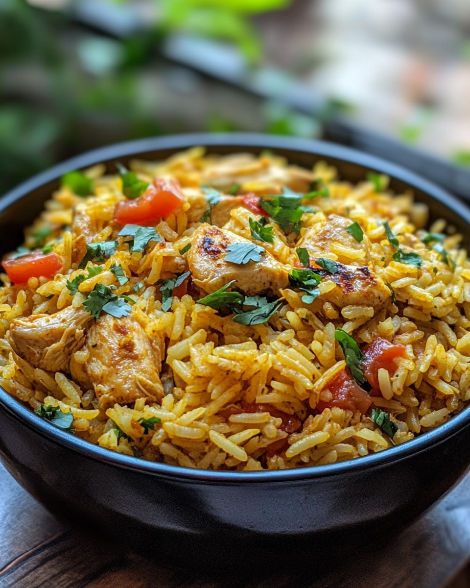 Final plated chicken shawarma rice dish