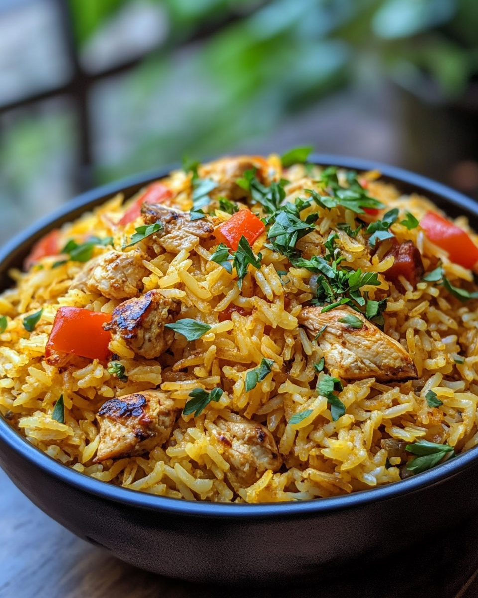 Pressure cooker with chicken shawarma rice