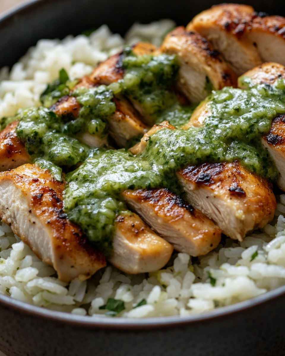 Cooking steps for Peruvian chicken and rice with green sauce