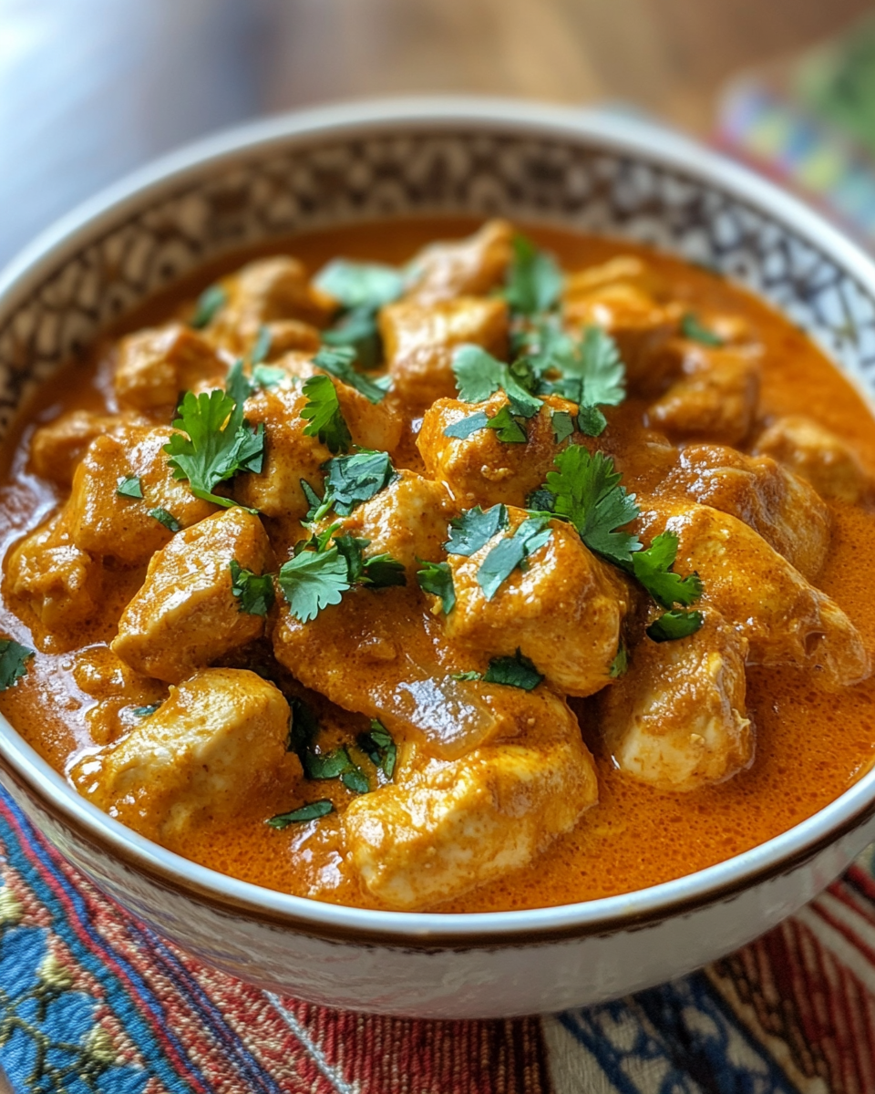 Creamy tomato gravy Butter Chicken simmering