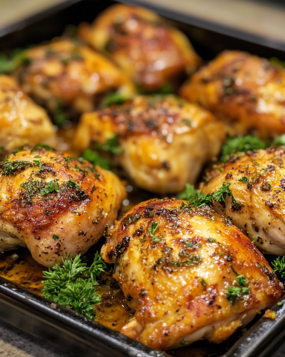 Roasted orange chicken fresh out of the oven