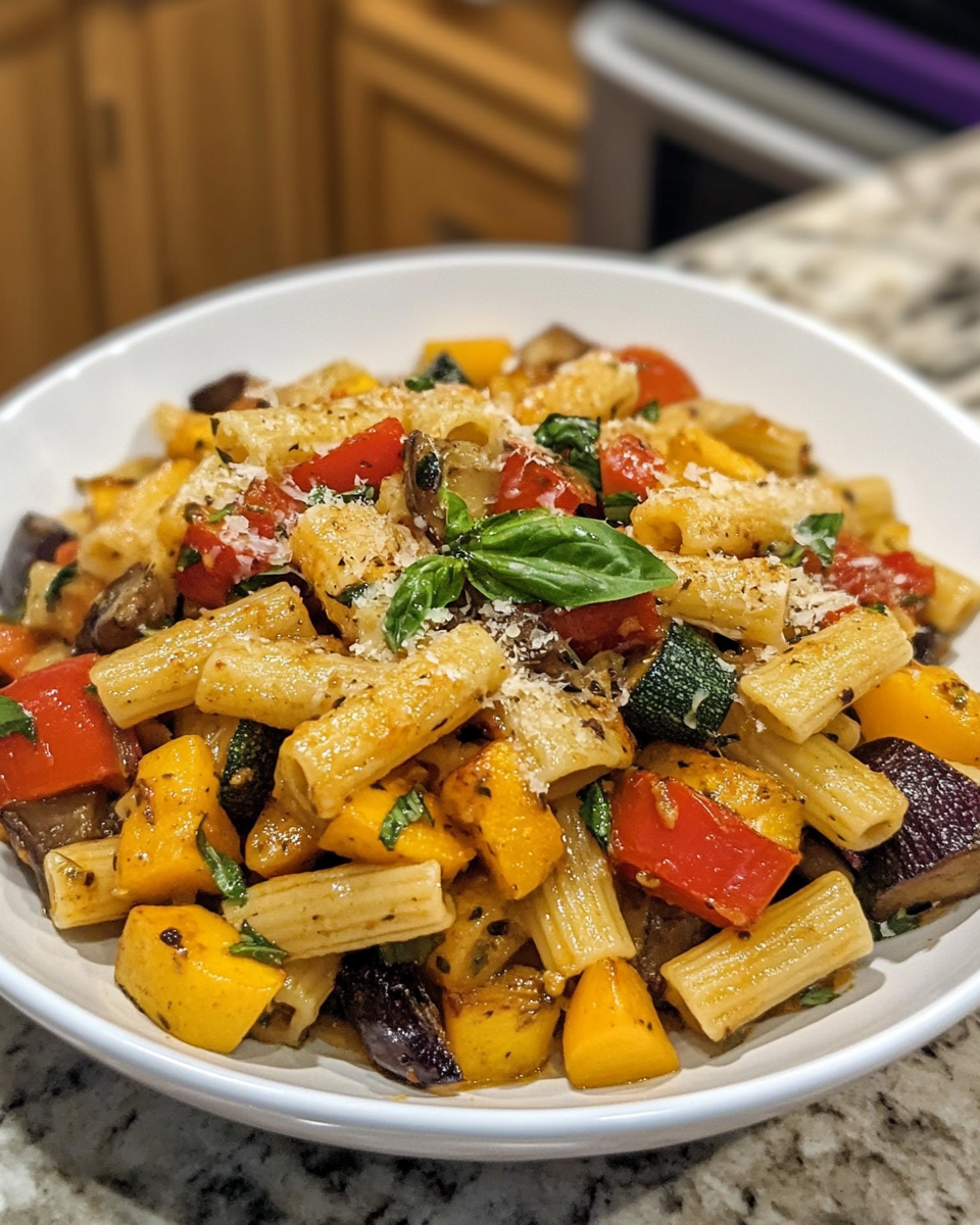 Step by step pressure cooker pasta with roasted veggies