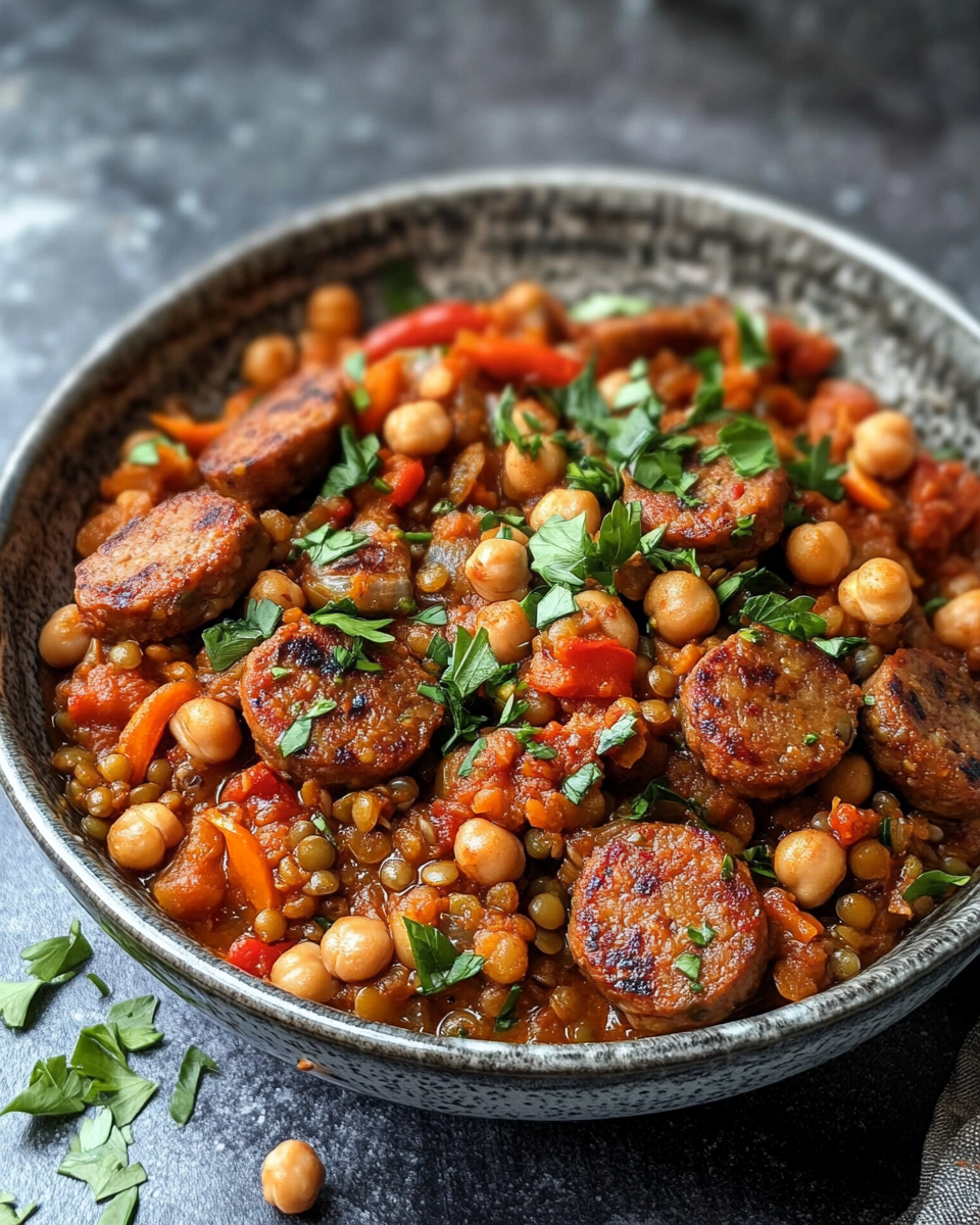 Final chickpea pasta meal served