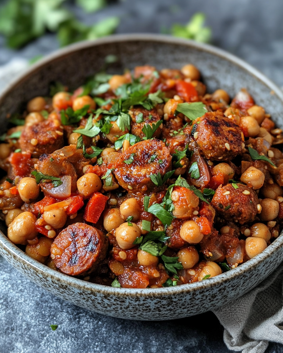 Pressure cooker with chickpea and pasta meal