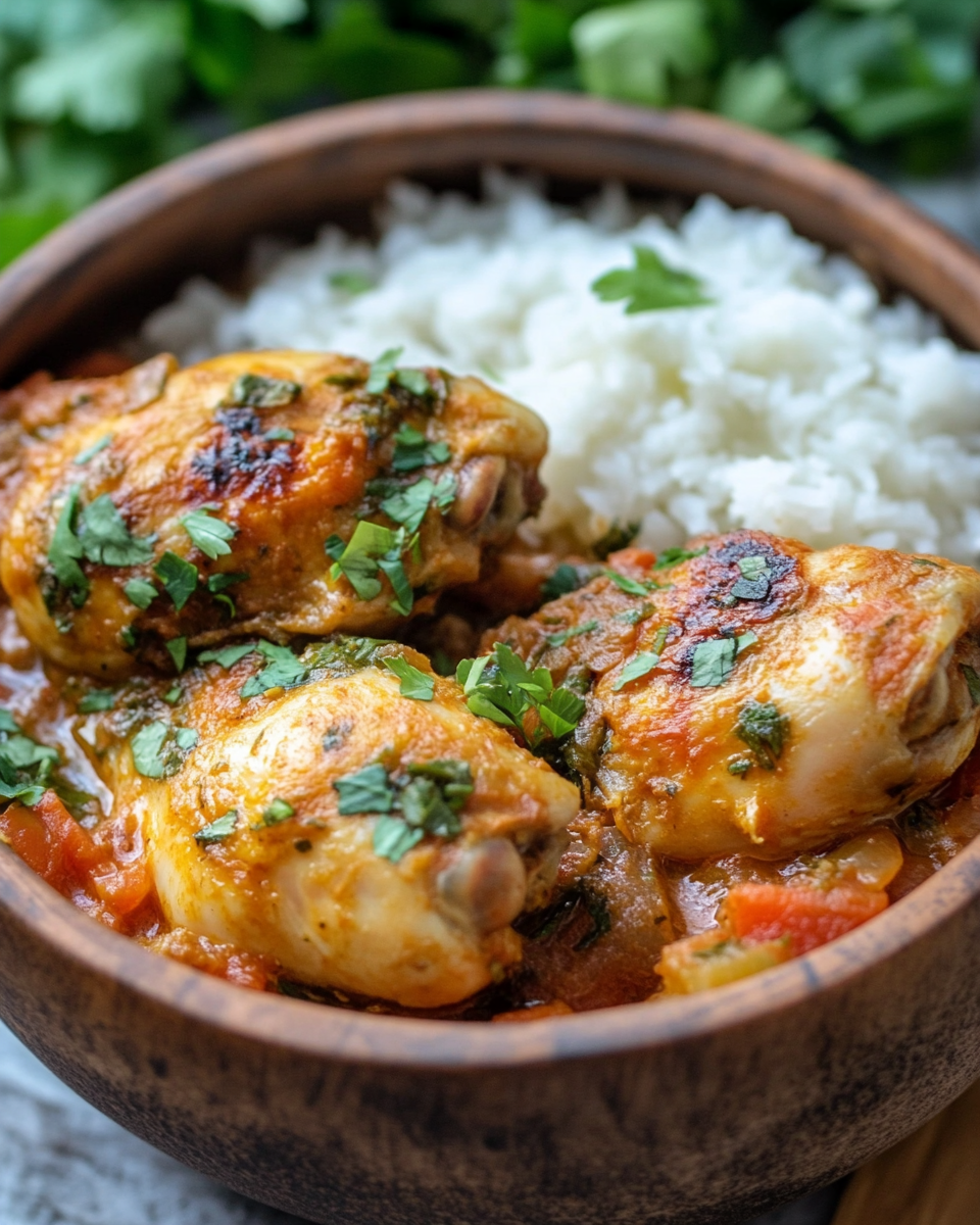 Poulet Yassa cooking process in pressure cooker