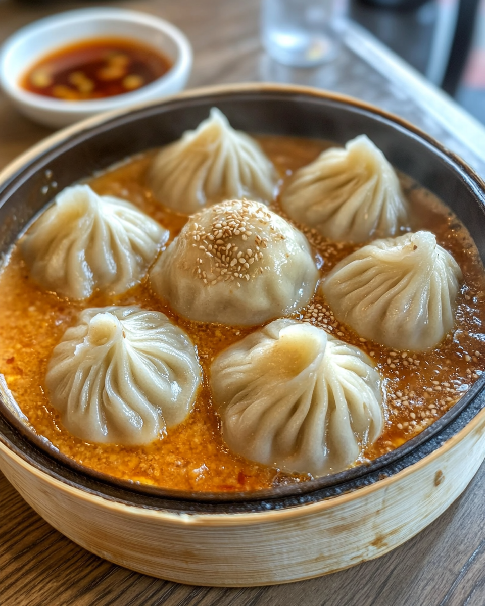 Soup dumplings in creamy gochujang sauce