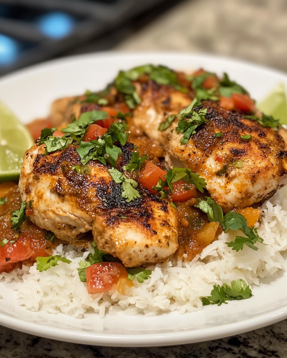 Spicy Brazilian Coconut Chicken in a bowl with vibrant colors