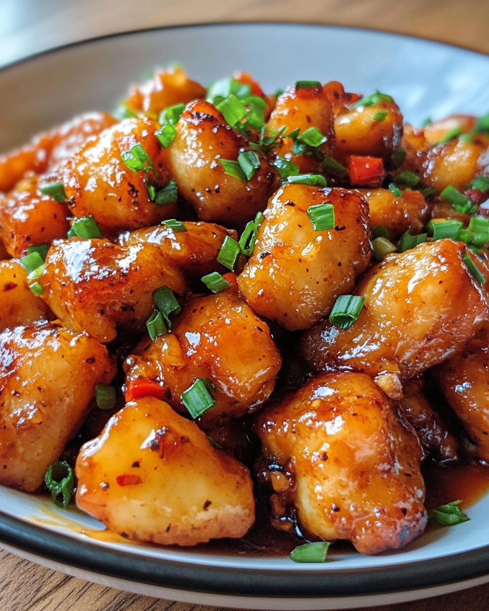 Honey Garlic Chicken cooking process with sauce