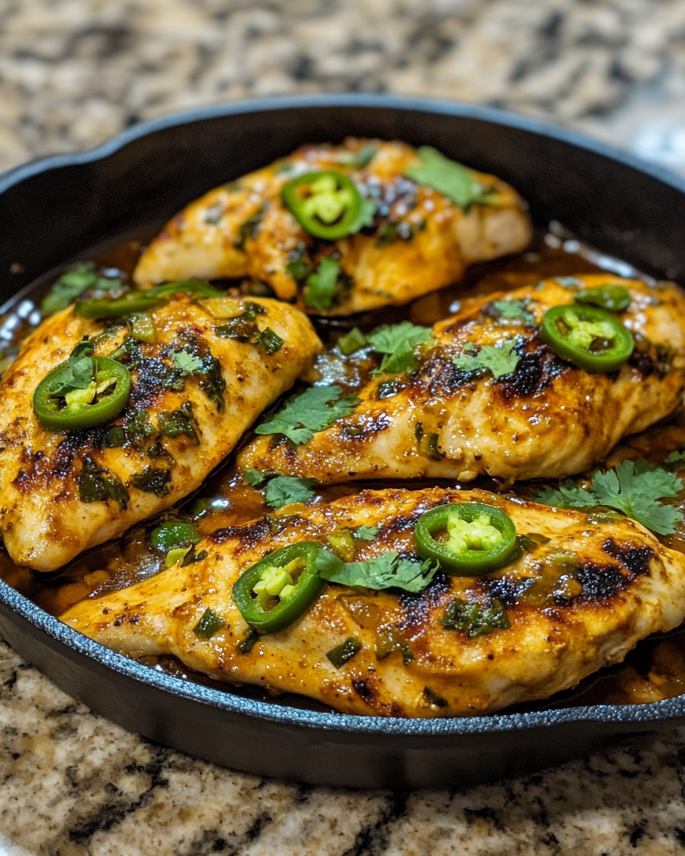 Step in pressure cooker chicken recipe showing sautéing garlic and jalape4os