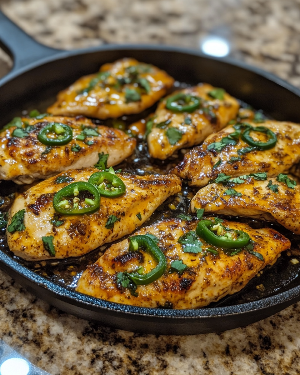 Delicious plated jalape4o chicken ready to eat