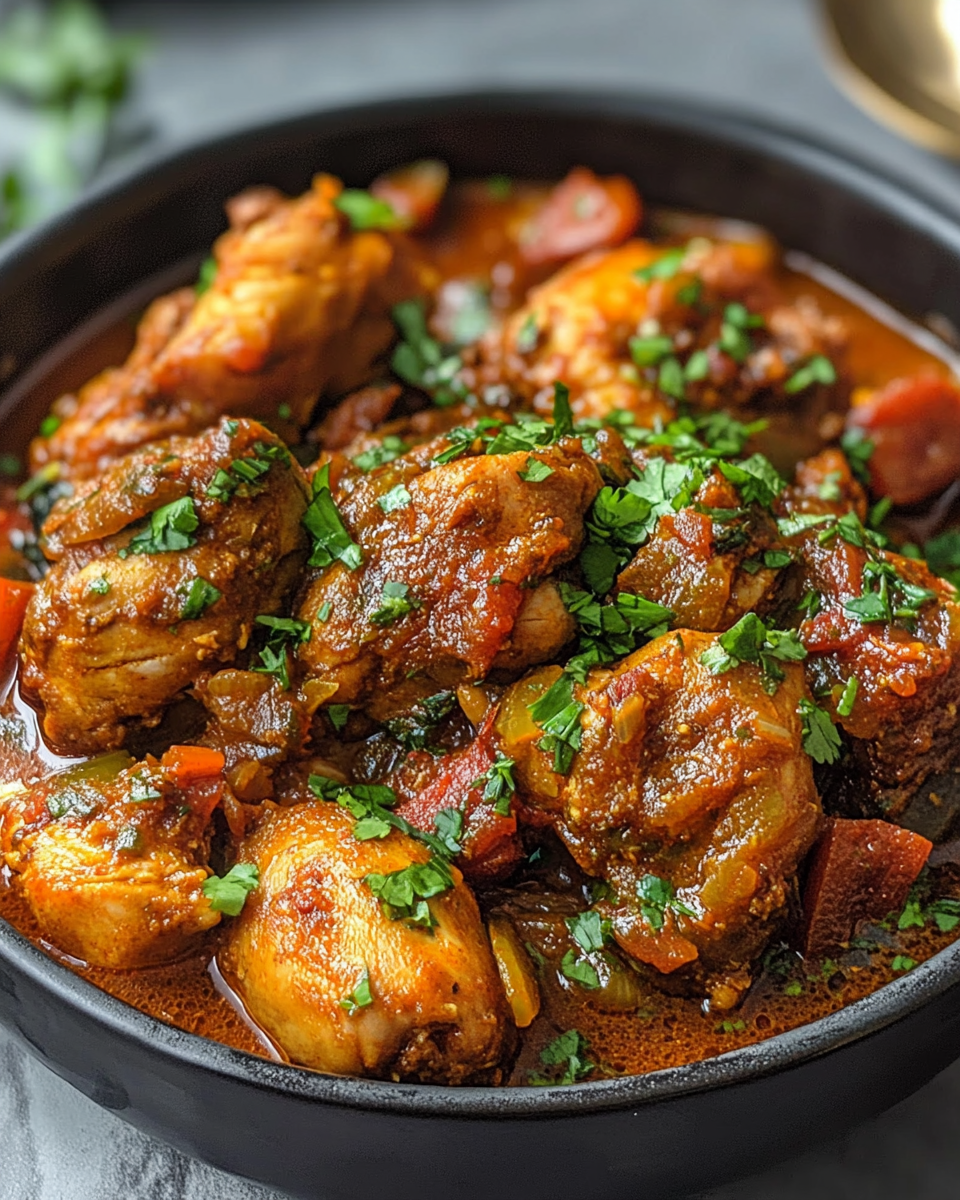 Nigerian chicken stew in pressure cooker