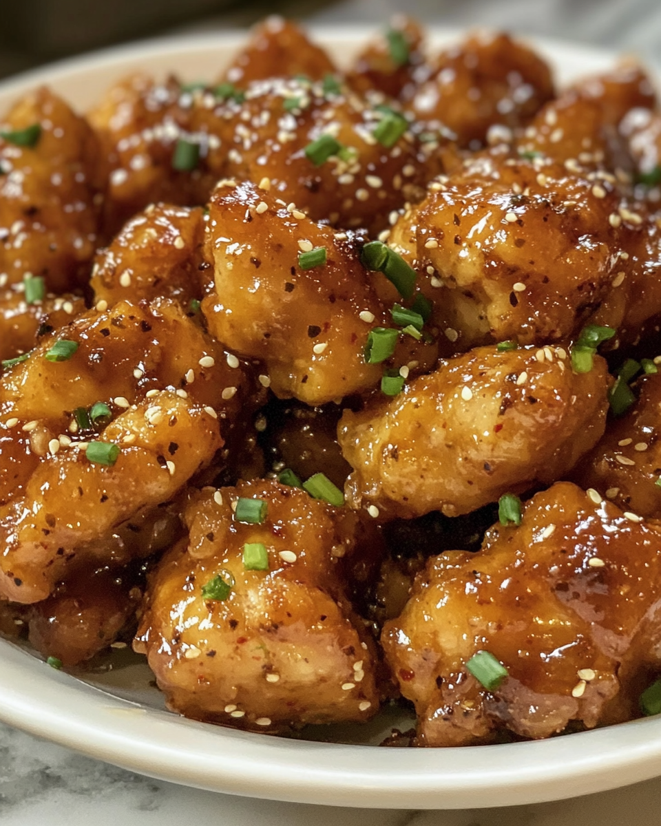 Sweet and Spicy Honey Pepper Chicken cooked and ready to serve