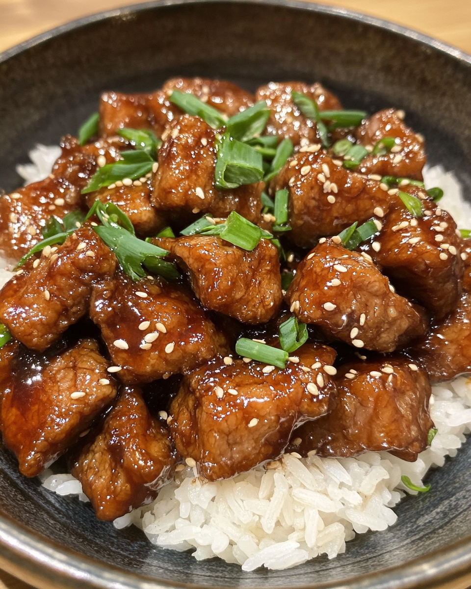 Sweet caramelized pork with rice