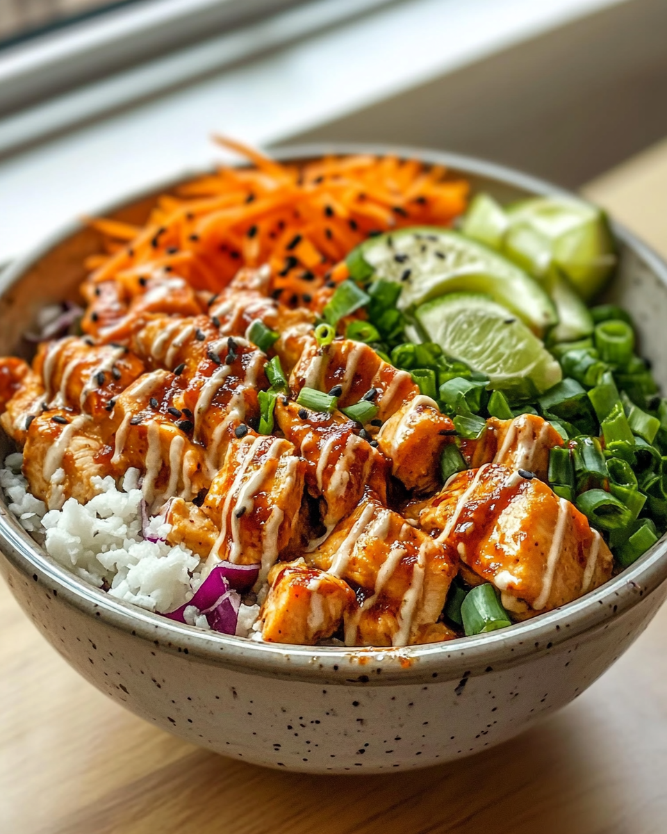 Cozy Sweet Chili Chicken Bowl ready to eat